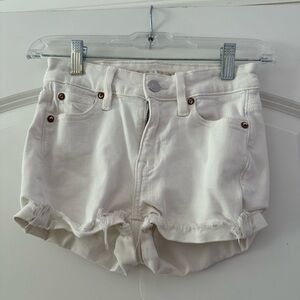 American Eagle Outfitters White Jean Shorts Distressed Frayed Hem